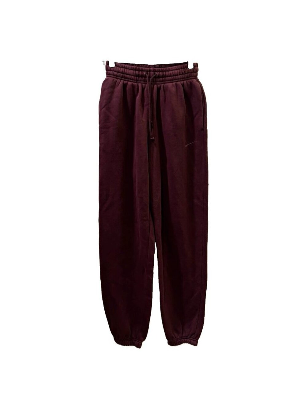 Nike sports Fleece Jogger Pants women 2XS Burgundy Drawstring Pockets Tapered